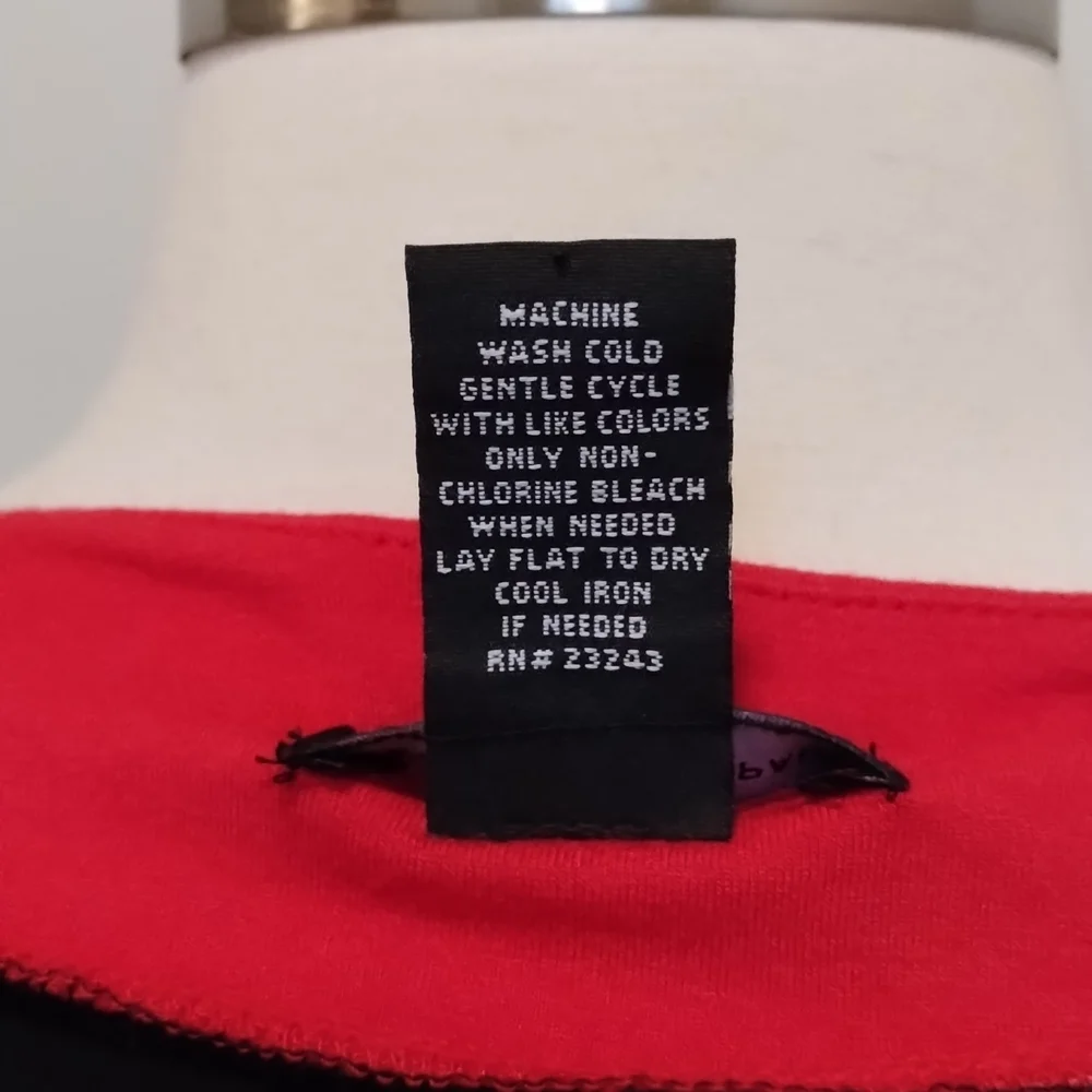 New York & Company Retro Mod Colorblock Dress L Long Sleeve Black Red Empire